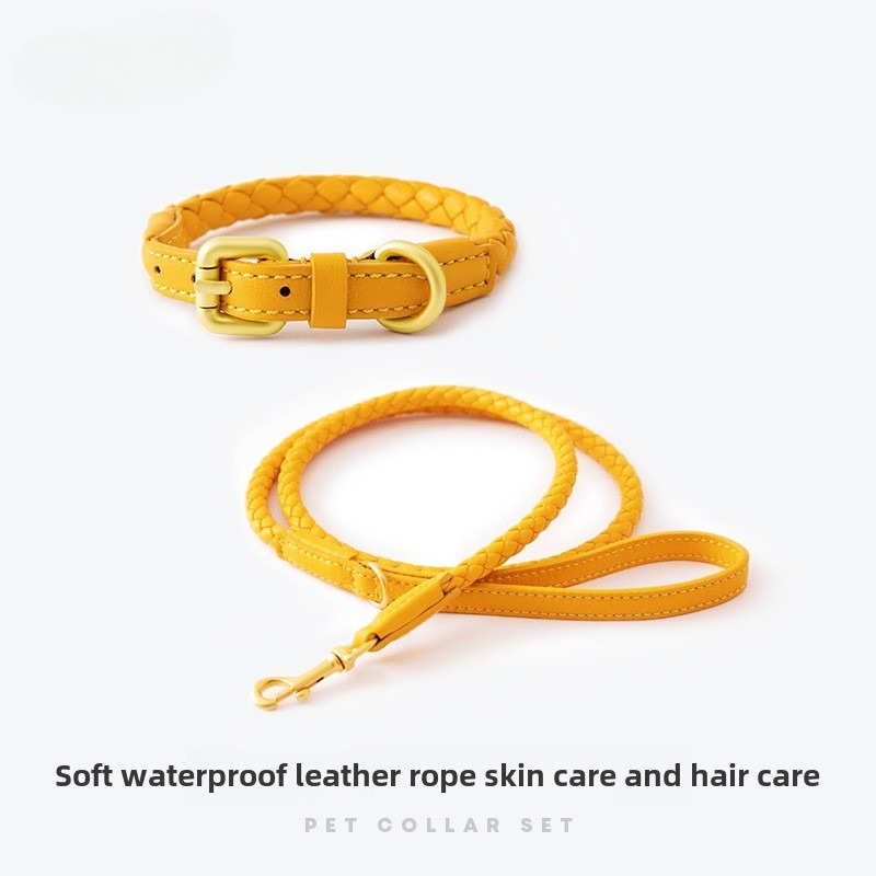 Leather Strap Quick Release - Loudik 卸売編組革犬のリード調節可能なペットの首輪ウォーキング犬ロープ小型犬と中型犬ペット用品アクセサリー