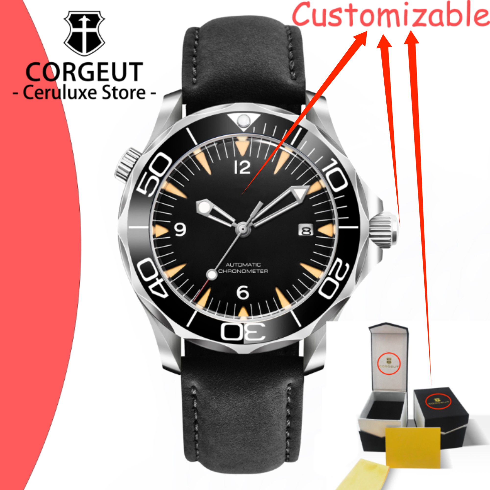Stainless Bracelet Diver - カスタムロゴ サファイアガラス 自動巻き機械式腕時計 日本製 8215 ステンレススチール