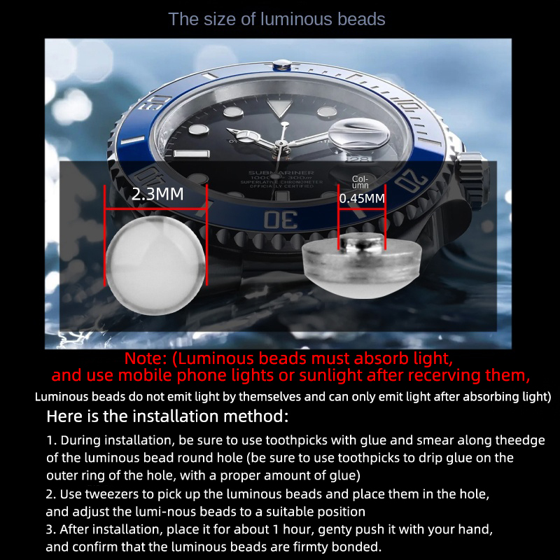 ロレックスサブマリーナ用の発光ビーズ,緑,黒,ウォーターゴー - Rolex Watch Submariner のレビューと価格